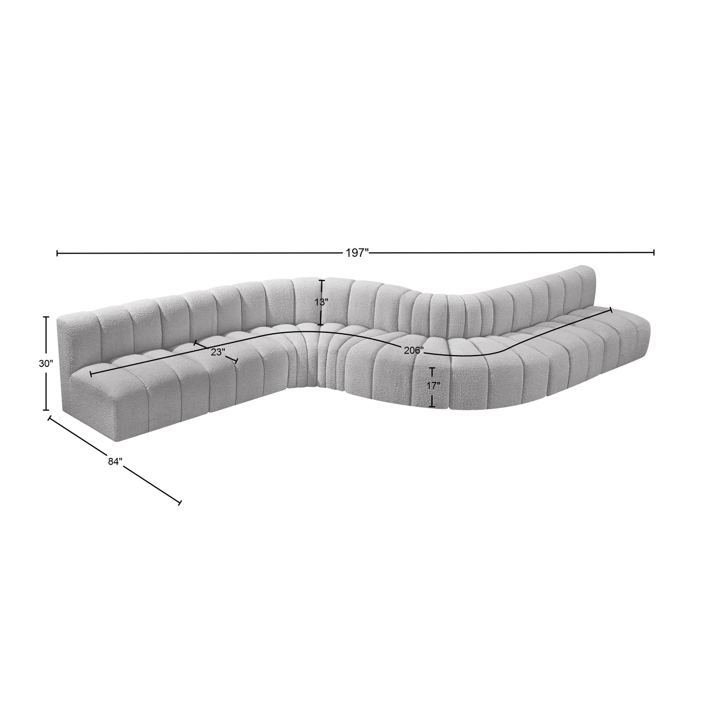 zara grey boucle fabric modular sofa s8c