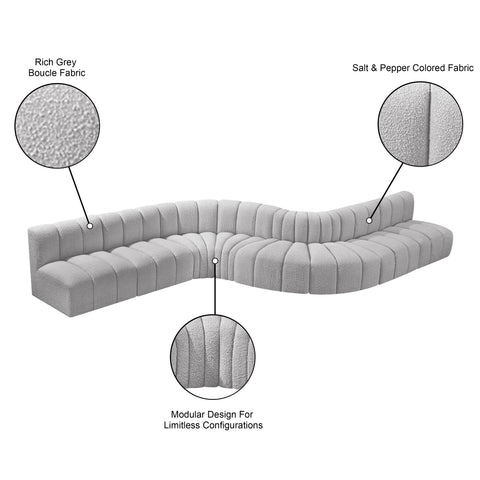 Briar Grey 197 Boucle Fabric Upholstered Modular Sectional, 8-Piece