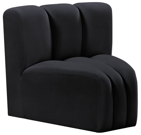 Briar Black Velvet Upholstered Modular Curved Corner Chair, 1 Piece