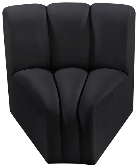 Briar Black Velvet Upholstered Modular Curved Corner Chair, 1 Piece