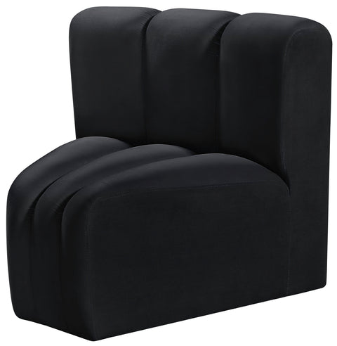 Briar Black Velvet Upholstered Modular Curved Corner Chair, 1 Piece