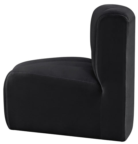 Briar Black Velvet Upholstered Modular Curved Corner Chair, 1 Piece