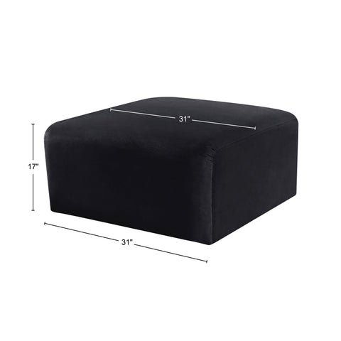Briar Black Velvet Upholstered Modular Ottoman, 1 Piece