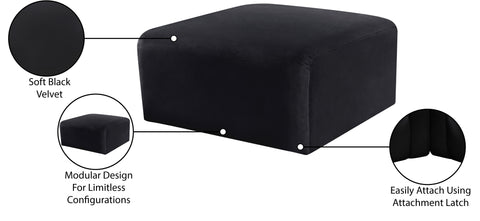 Briar Black Velvet Upholstered Modular Ottoman, 1 Piece
