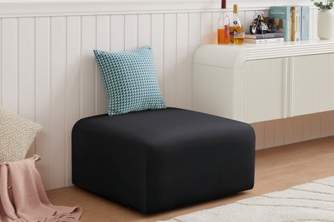 Briar Black Velvet Upholstered Modular Ottoman, 1 Piece
