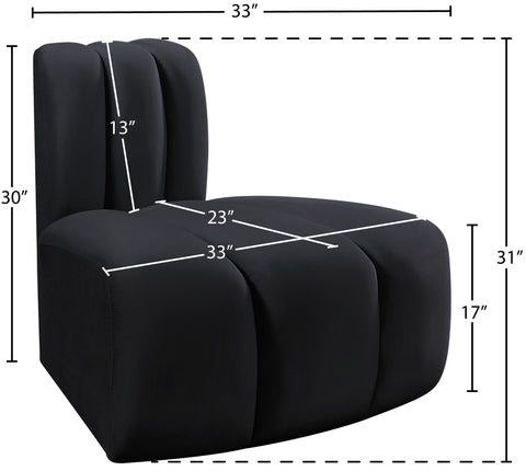 Briar Black Velvet Upholstered Modular Reverse Corner Chair, 1 Piece