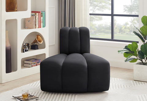 Briar Black Velvet Upholstered Modular Reverse Corner Chair, 1 Piece