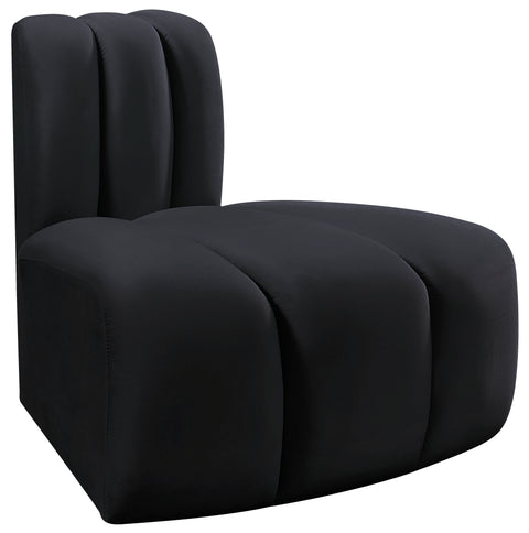 Briar Black Velvet Upholstered Modular Reverse Corner Chair, 1 Piece