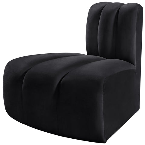 Briar Black Velvet Upholstered Modular Reverse Corner Chair, 1 Piece