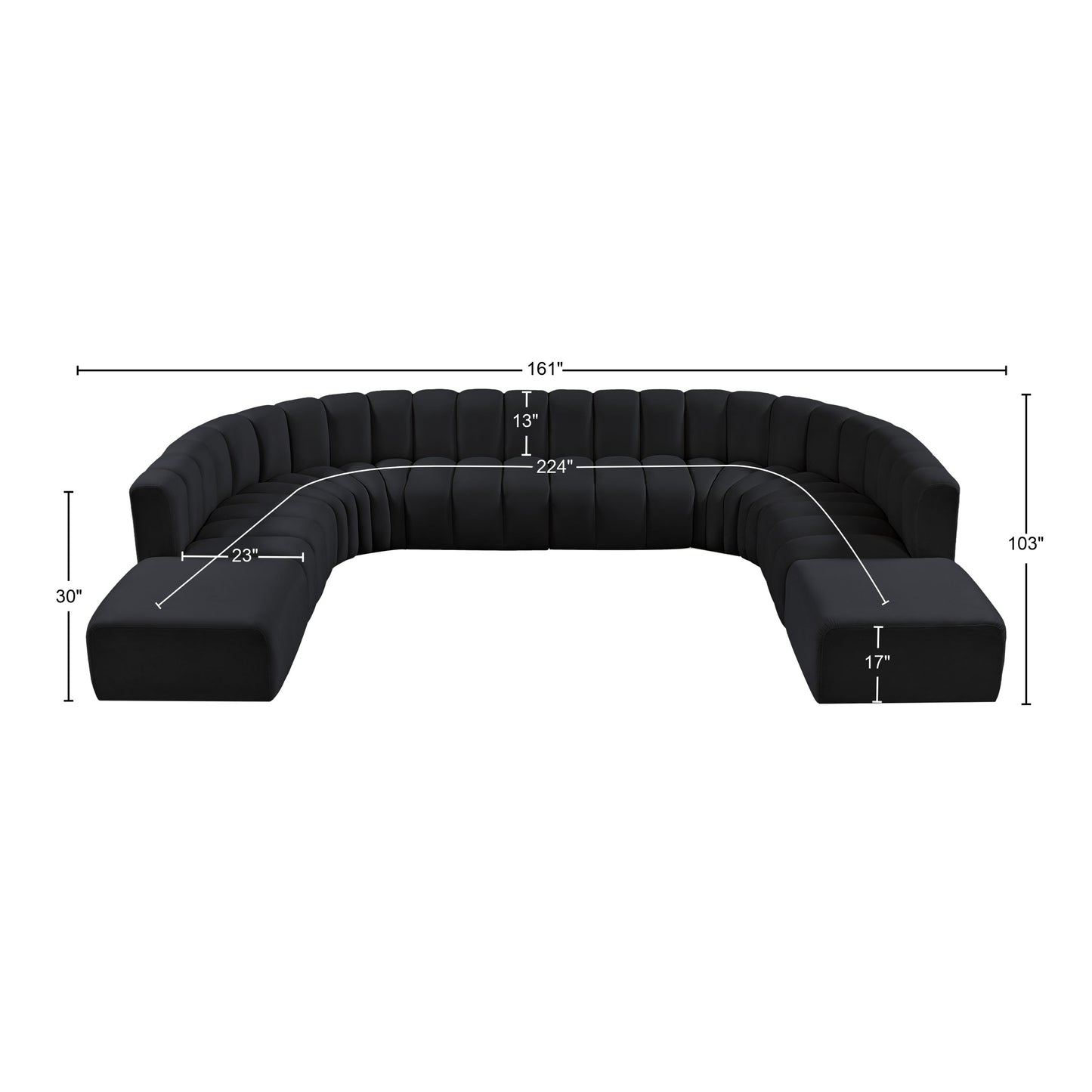 zara black velvet modular sofa s10a