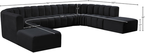 Briar Black 161 Velvet Upholstered Modular Sectional, 10-Piece