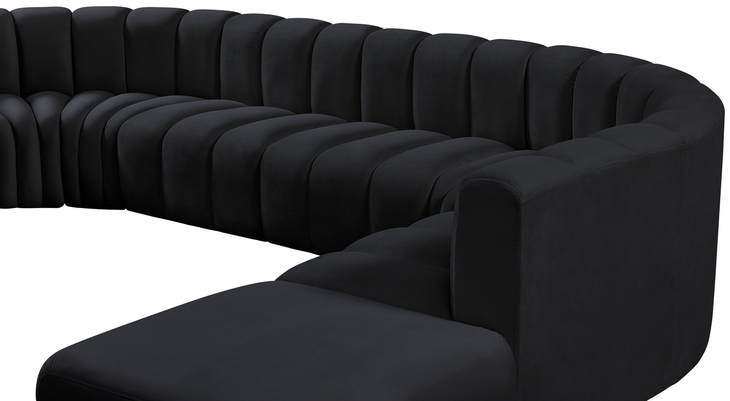 zara black velvet modular sofa s10a