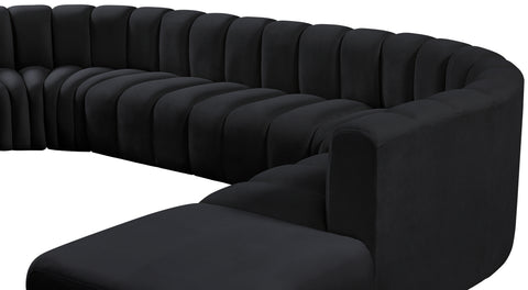 Briar Black 161 Velvet Upholstered Modular Sectional, 10-Piece