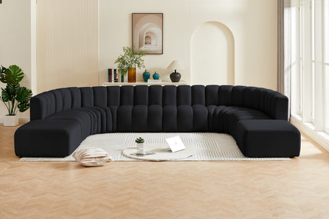 Briar Black 161 Velvet Upholstered Modular Sectional, 10-Piece