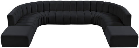Briar Black 161 Velvet Upholstered Modular Sectional, 10-Piece