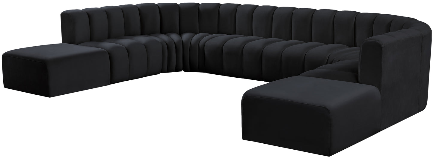 zara black velvet modular sofa s10a