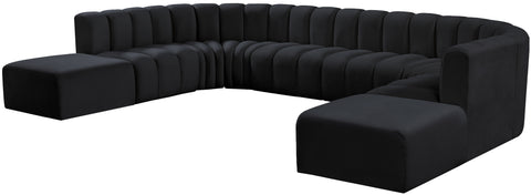 Briar Black 161 Velvet Upholstered Modular Sectional, 10-Piece