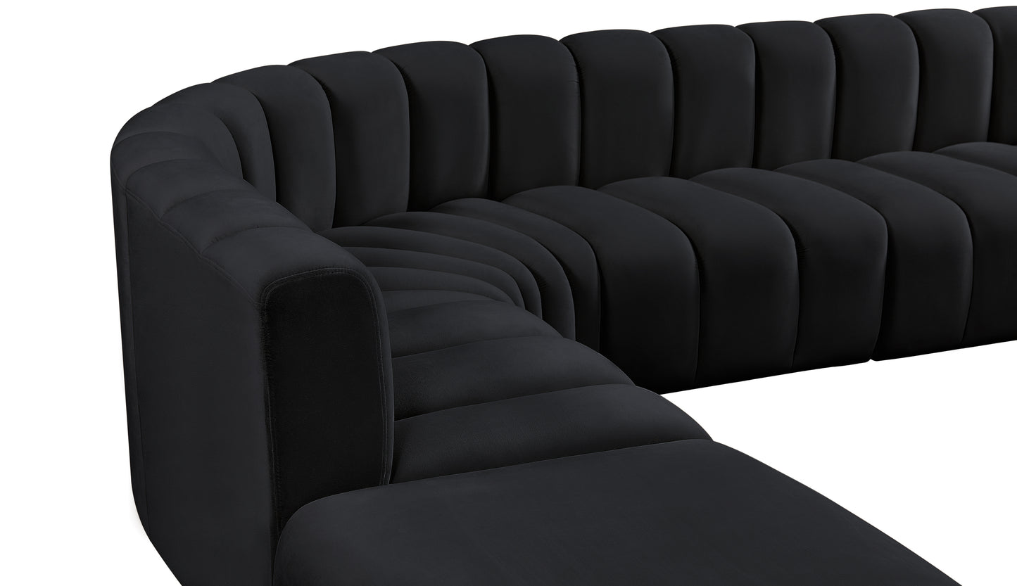 zara black velvet modular sofa s10a