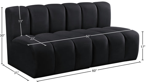 Briar Black 60 Velvet Upholstered Modular Sectional , 2-Piece (Style 1)