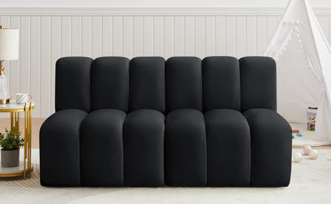 Briar Black 60 Velvet Upholstered Modular Sectional , 2-Piece (Style 1)