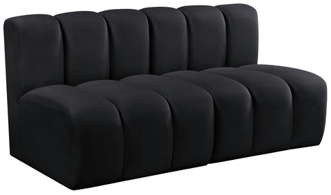 Briar Black 60 Velvet Upholstered Modular Sectional , 2-Piece (Style 1)