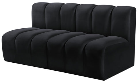Briar Black 60 Velvet Upholstered Modular Sectional , 2-Piece (Style 1)
