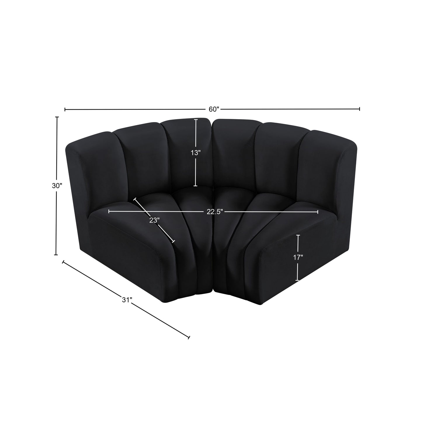 zara black velvet modular sofa s2b