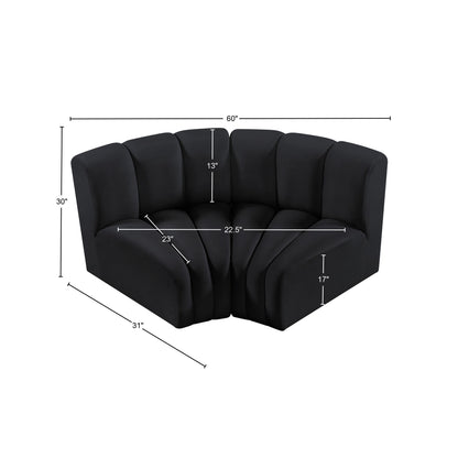 Zara Black Velvet Modular Sofa S2B