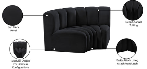 Briar Black 60 Velvet Upholstered Modular Sectional , 2-Piece (Style 2)