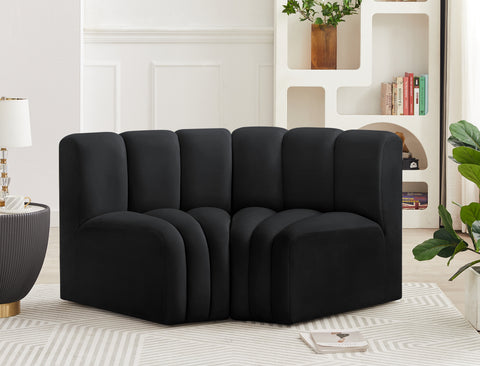 Briar Black 60 Velvet Upholstered Modular Sectional , 2-Piece (Style 2)