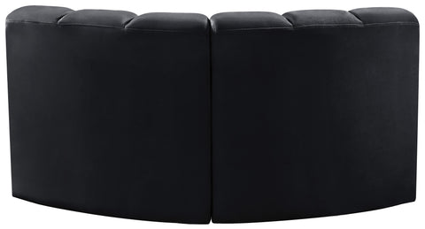 Briar Black 60 Velvet Upholstered Modular Sectional , 2-Piece (Style 2)
