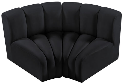 Briar Black 60 Velvet Upholstered Modular Sectional , 2-Piece (Style 2)