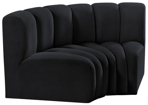 Briar Black 60 Velvet Upholstered Modular Sectional , 2-Piece (Style 2)