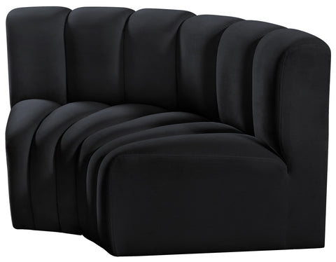 Briar Black 60 Velvet Upholstered Modular Sectional , 2-Piece (Style 2)