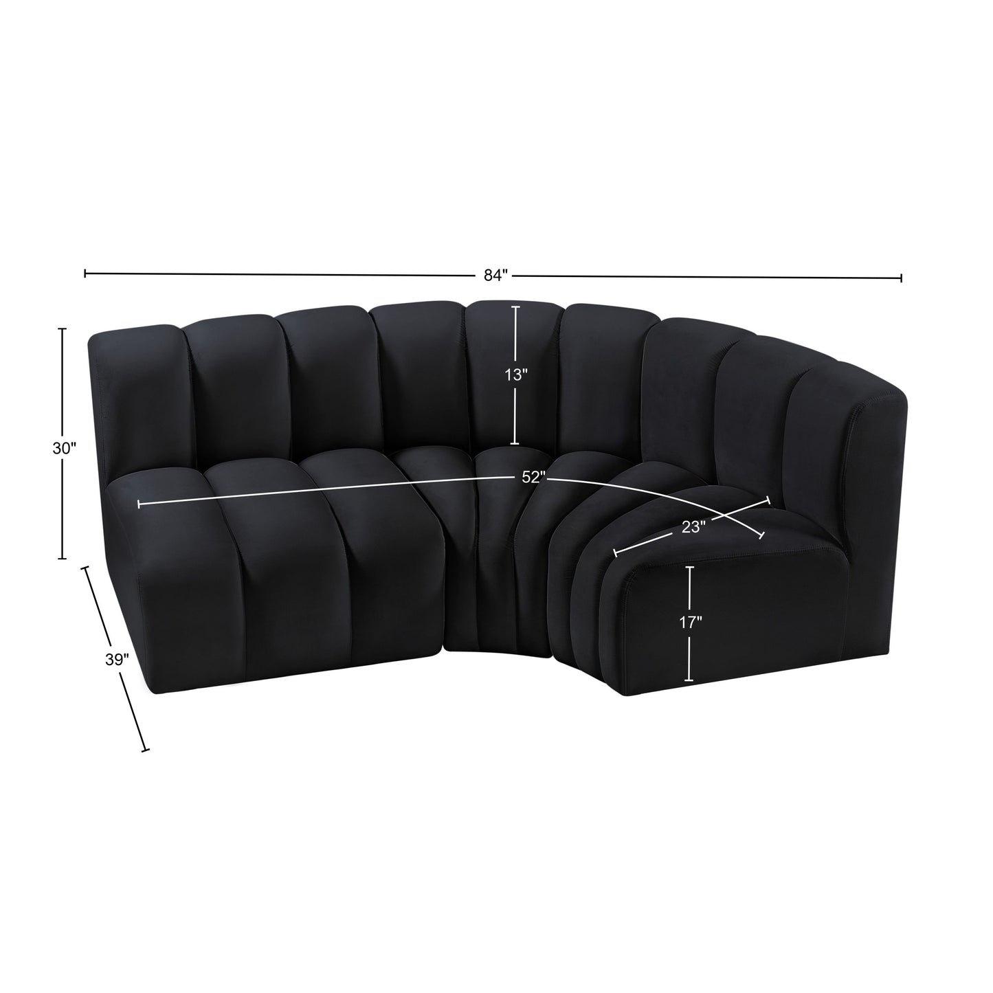 zara black velvet modular sofa s3a