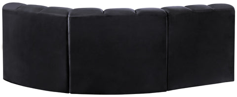 Briar Black 84 Velvet Upholstered Modular Sectional, 3-Piece