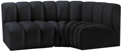 Zara Black Velvet Modular Sofa S3A