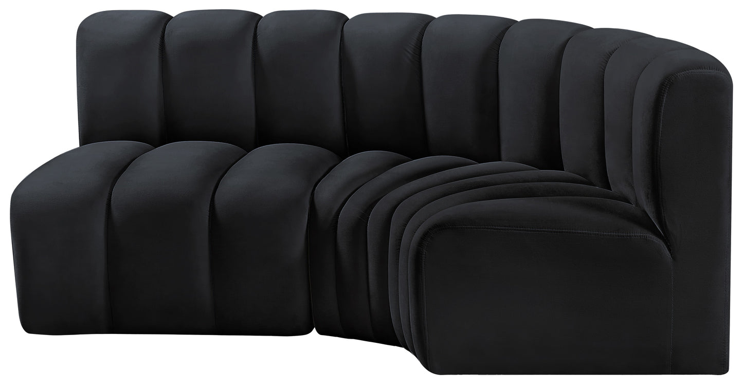 zara black velvet modular sofa s3a