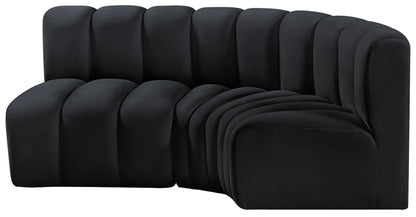 Zara Black Velvet Modular Sofa S3A