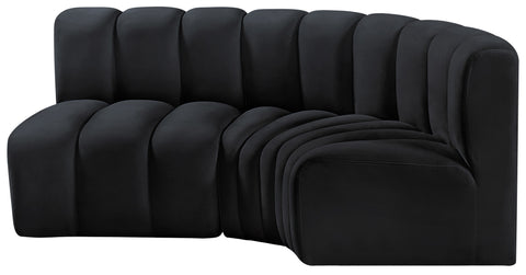 Briar Black 84 Velvet Upholstered Modular Sectional, 3-Piece
