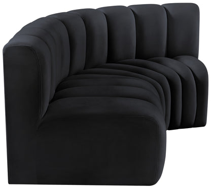 Zara Black Velvet Modular Sofa S3A