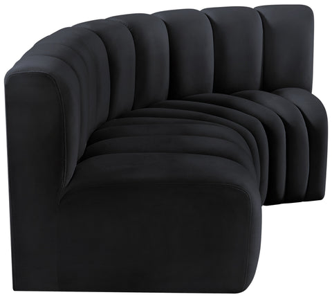 Briar Black 84 Velvet Upholstered Modular Sectional, 3-Piece