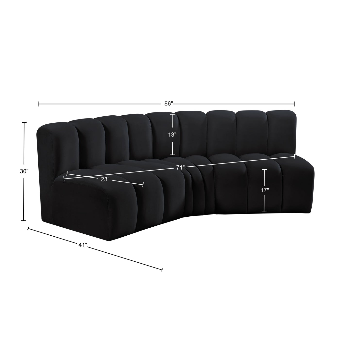 zara black velvet modular sofa s3b