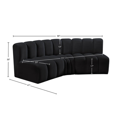 Zara Black Velvet Modular Sofa S3B