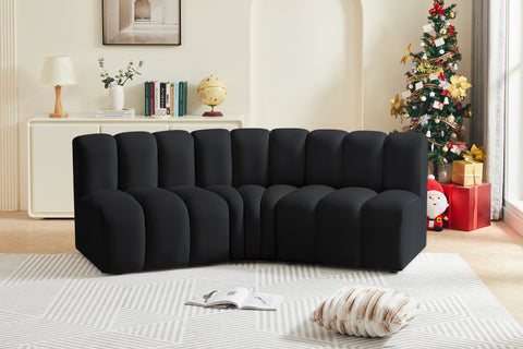 Briar Black 86 Velvet Upholstered Modular Sectional, 3-Piece