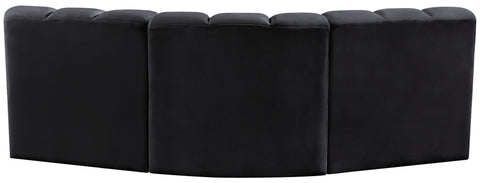 Briar Black 86 Velvet Upholstered Modular Sectional, 3-Piece