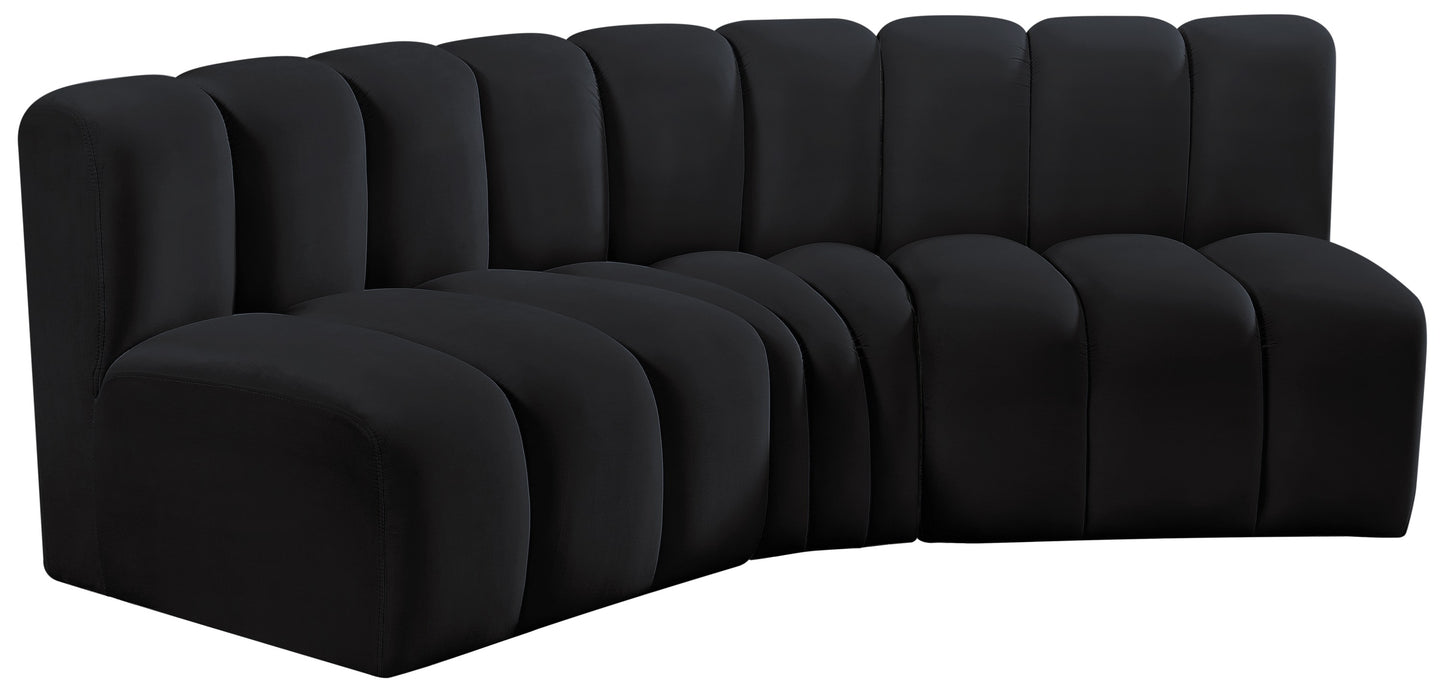 zara black velvet modular sofa s3b