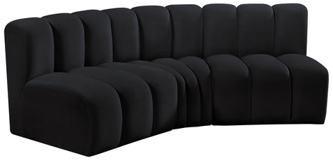 Briar Black 86 Velvet Upholstered Modular Sectional, 3-Piece