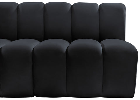 Briar Black 86 Velvet Upholstered Modular Sectional, 3-Piece