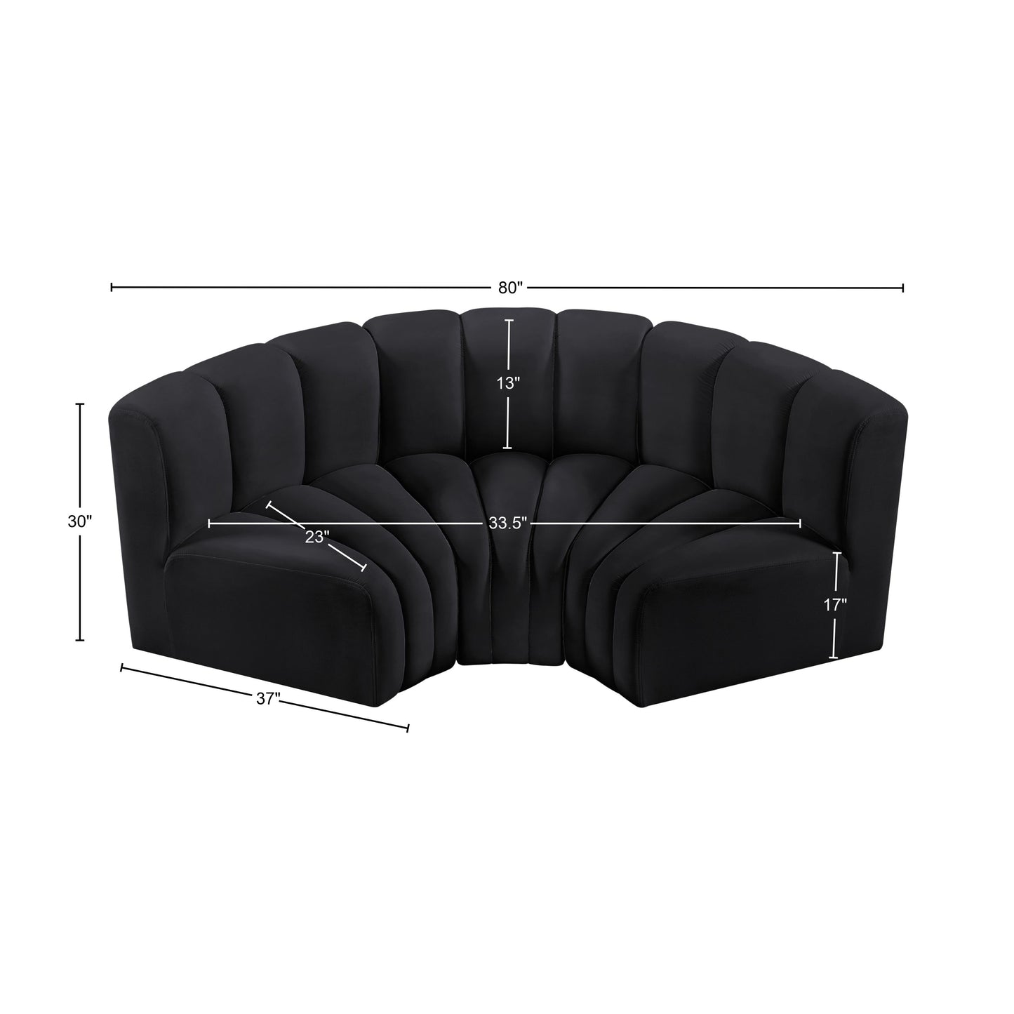 zara black velvet modular sofa s3c